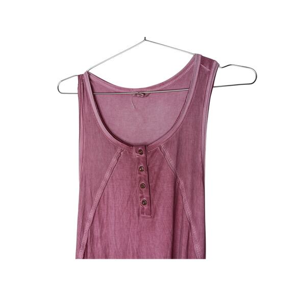 POL Oversized Maxi Dress Small Pink Sleeveless Henley Tank Textured Panels 48” - Picture 5 of 12